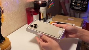 Распаковка iphone 14 pro max gold unboxing ✨ aesthetic unboxing