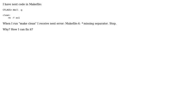 Missing separator in makefile смотреть онлайн