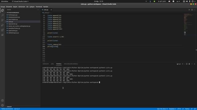 APPEND REMOVE DEL INSERT VE POP METOTLARI - PYTHON PROGRAMLAMA DİLİ смотреть онлайн
