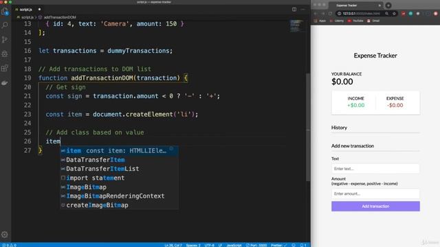 Expense Tracker using java-script ep 4 Show Transaction Items смотреть онлайн