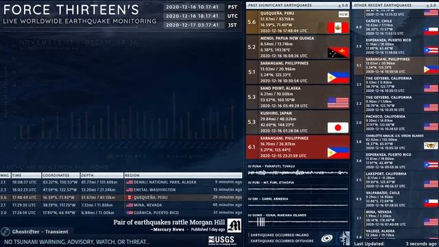 2020-12-16 17:48:44 UTC | M 5.6 - Quequeña, Peru | Force Thirteen Earthquakes смотреть онлайн