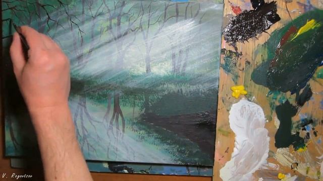 Рисуем лучи света акрилом. Жду ваши комментарии. #акрил #рисуем #acrylicpainting #VitalyRogovtsov