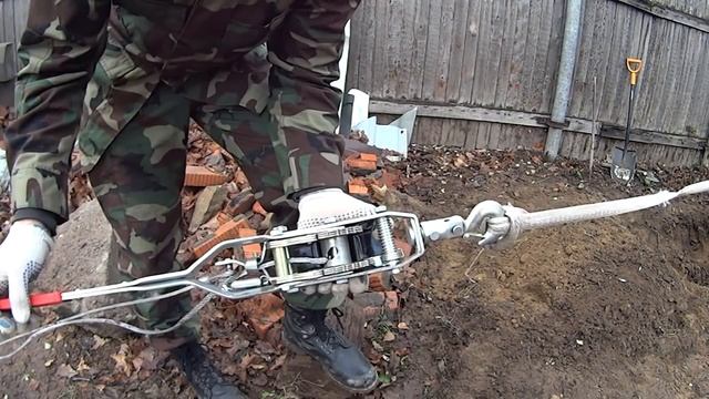 Корчевание пня с помощью лебедки смотреть онлайн
