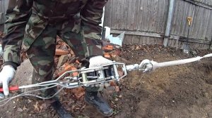 Корчевание пня с помощью лебедки