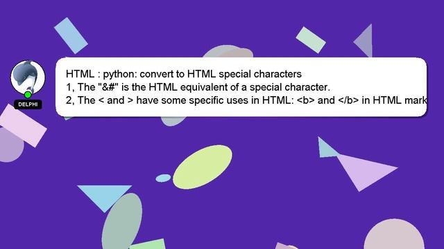 HTML : python: convert to HTML special characters смотреть онлайн