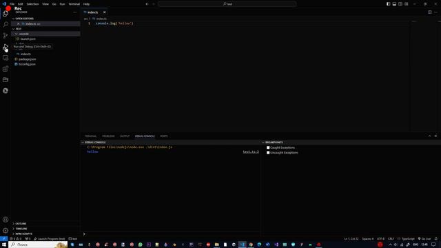IDE простая отладка TypeScript в VSCode (напрямую Ts)