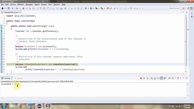 How to use isLenient() and isWeekDateSupported() methods of Java.util.calendar class? смотреть онлайн