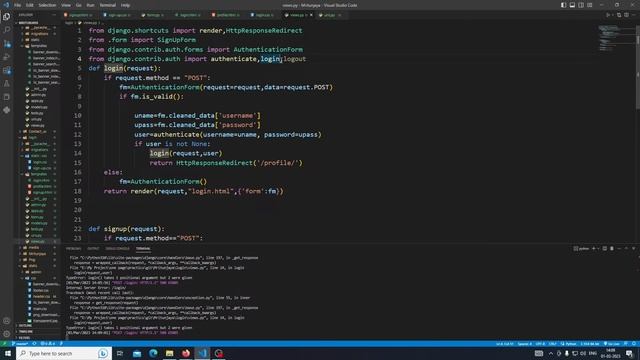 login() takes 1 positional argument but 2 were given error in django || django in hindi смотреть онлайн