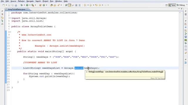 IN JAVA HOW TO CONVERT ARRAY TO LIST DEMO смотреть онлайн