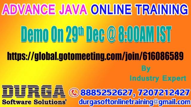 Adv Java Online Training in DURGASOFT by Industry Expert Demo On 29th Dec @ 7:30AM IST смотреть онлайн