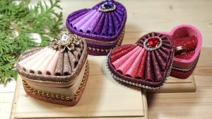 Коробочка сердце своими руками из глиттерного фоамирана. Поделки из фоамирана своими руками.