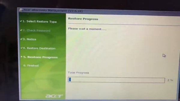 D2D (disk to disk) recovery of windows