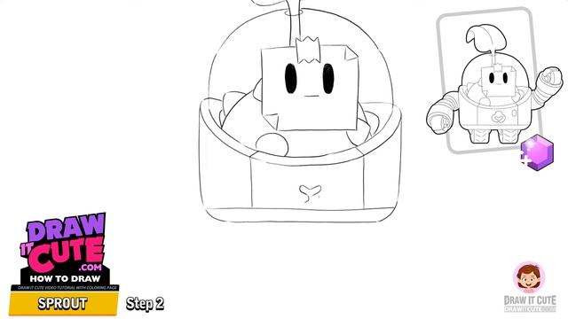 How to draw Sprout | Brawl Stars | Super easy drawing tutorial with a coloring page смотреть онлайн