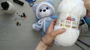 Мишка из плюшевой пряжи крючком. Презентация МК