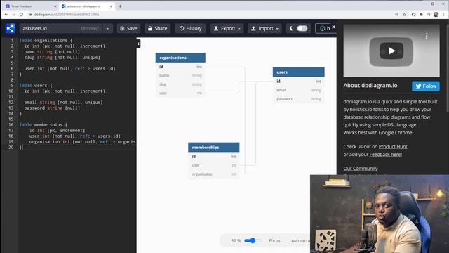3/ Database design dbdiagram.io: Build a complete user feedback SAAS (As a software engineer) смотреть онлайн