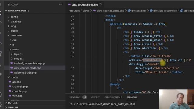 How to implement Laravel Soft Delete | Laravel eloquent delete, restore, force delete, move to tras смотреть онлайн