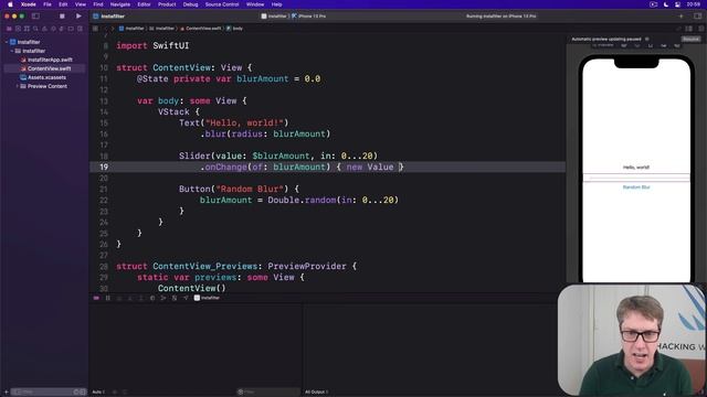 Responding to state changes using onChange() – Instafilter SwiftUI Tutorial 2/12 смотреть онлайн
