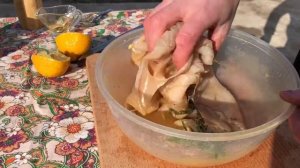 Шашлык из кальмара на мангале