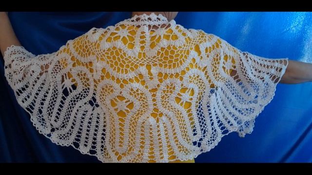 Ажурная накидка крючком.Воротник-накидка крючком . Воротничок крючком . смотреть онлайн