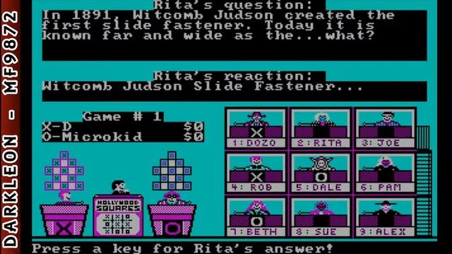 Hollywood Squares © 1988 GameTek - PC DOS - Gameplay смотреть онлайн