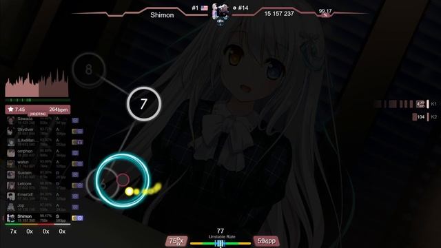 Shimon | Ceui - Finest Sky [Kowari's Extra] +HDDT 99.09% {#4 852pp FC} - osu! смотреть онлайн