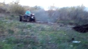 На груженом мотоблоке в горку часть 1