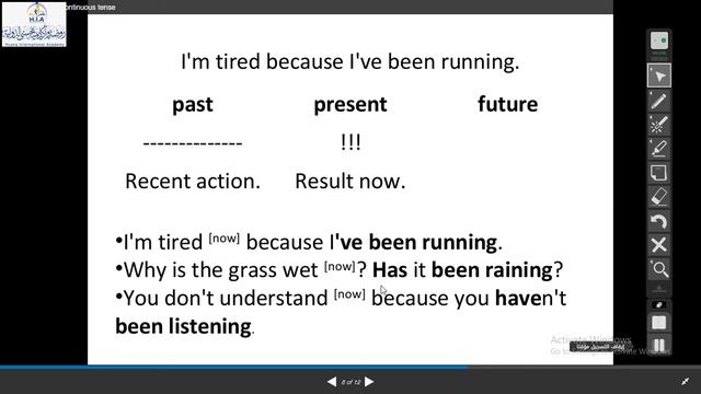 اللغة الانجليزية(Present perfect continuous tense) ..6/5/2021..أكاديمية الحسنى الدولية смотреть онлайн