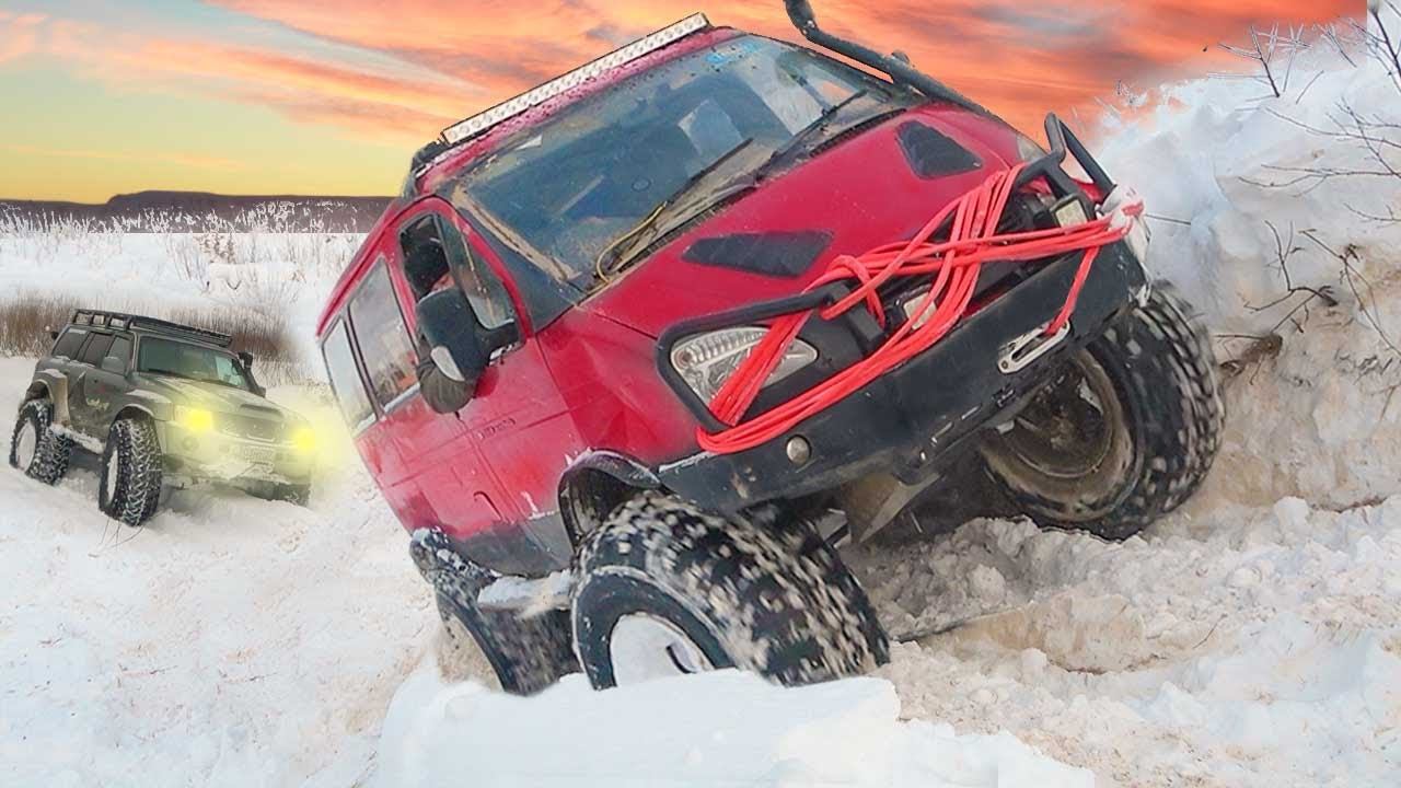 На автобусе по бездорожью Что может Off road Маршрутка 4x4 в глубоком снегу против внедорожников смотреть онлайн