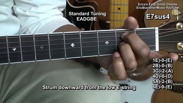E7sus4 Erica's EASY Chords On Guitar #4 TABS + Theory @EricBlackmonGuitar смотреть онлайн