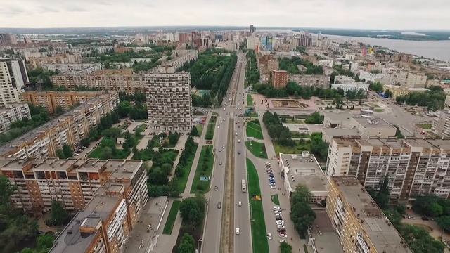 Aerial view of Samara, Russia смотреть онлайн