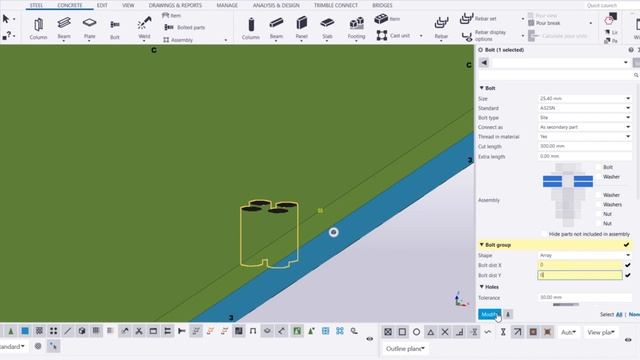 Create bolt holes in Tekla Structures смотреть онлайн