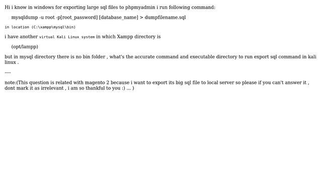 Magento: How to export large sql file to phpmyadmin in kali linux? смотреть онлайн