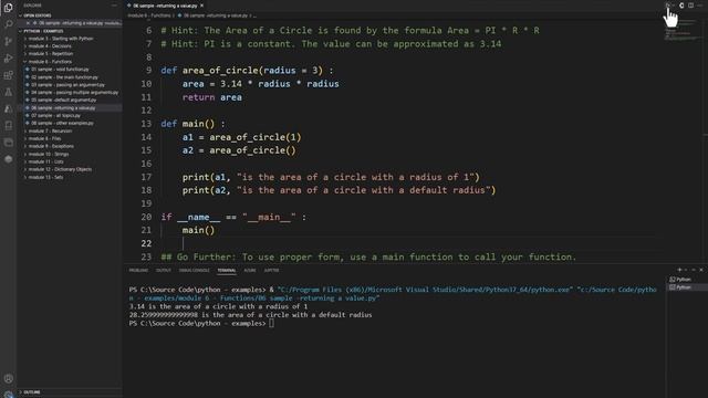 Python Practice Programming Module 6-6 Returning a Value from a Function смотреть онлайн