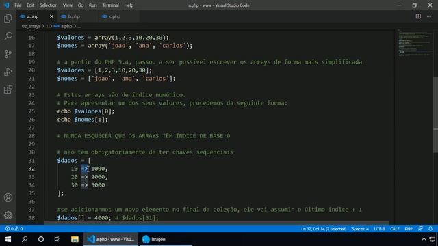 PHP 8 #021 ARRAYS NUMÉRICOS E ARRAYS ASSOCIATIVOS смотреть онлайн