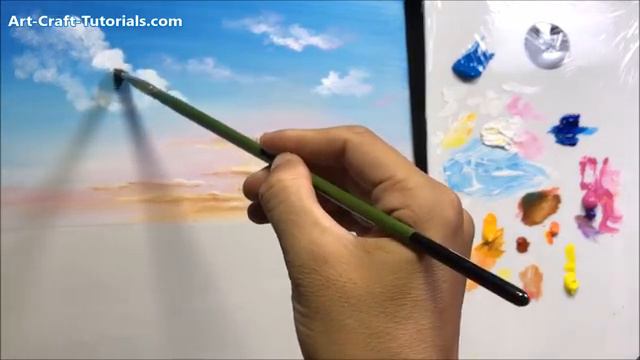 Simple Mountain Sunrise Acrylic Painting - Exercise Lesson 1