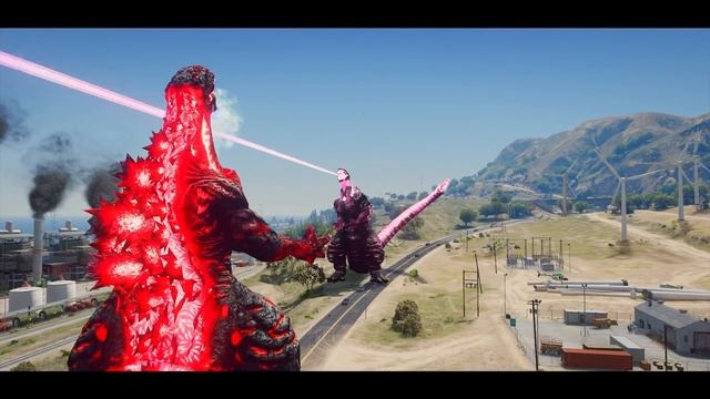 Godzilla, Red Shin Godzilla Vs Shin Godzilla, Mechagodzilla ( GTA V Mods )