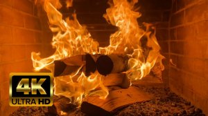 Камин 4К видео для медитации и расслабления со звуком потрескивающих березовых ? дров.