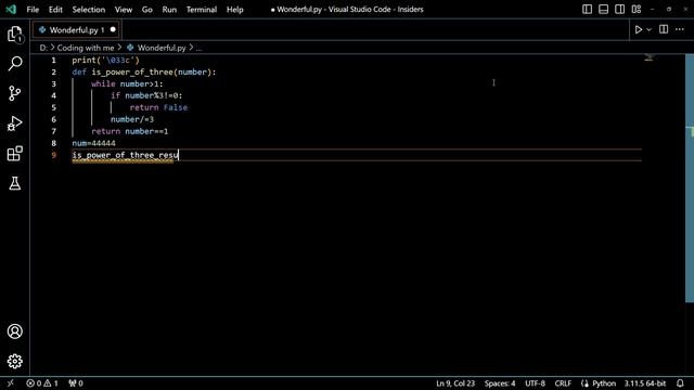 Python Tutorial: Checking if a Number is a Power of Three Artificial Intelligence Code Coder Exampl смотреть онлайн