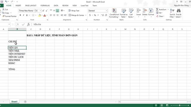 [Excel 2013] Bài 01: Nhập dữ liệu và tính toán đơn giản смотреть онлайн