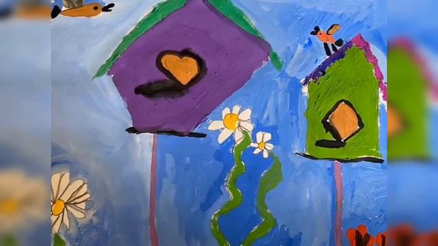 Видеоотчет рисунков с онлайн занятия "Скворечники для птиц" смотреть онлайн