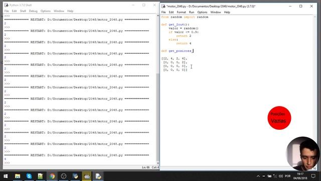Inserir peças 2 ou 4 no jogo - Como fazer o 2048 em Pyhton #1 смотреть онлайн