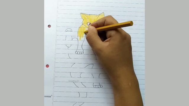 Easy Cat Drawing on Lined Paper смотреть онлайн