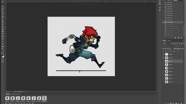 Animating in photoshop (for indie games) - Ikeda 8 frame run animation challenge. смотреть онлайн