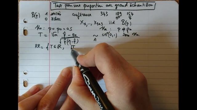 Exemple de test statistique sur une proportion pour un grand échantillon смотреть онлайн