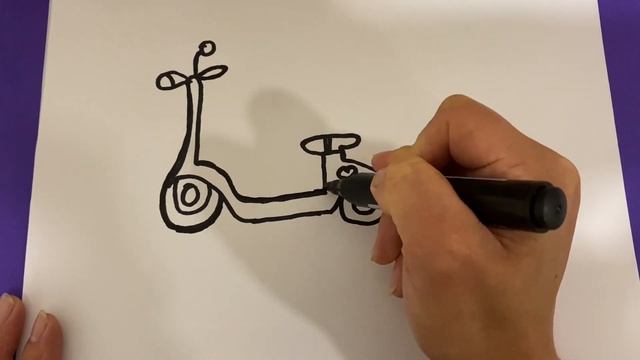 Bolalar uchun gul skuterlarni chizis / Drawing scooter vespa for kids /Рисование самокат для детей смотреть онлайн