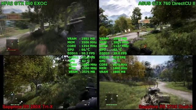FAR CRY 4 - GTX 960 vs GTX 760 vs R9 280X vs R9 270X - FPS BATTLE [Benchmark] смотреть онлайн