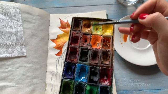 УЮТНЫЙ СКЕТЧ АКВАЕЛЬЮ рисуем ЧАЙ С КАЛИНОЙ поэтапно / для начинающих смотреть онлайн