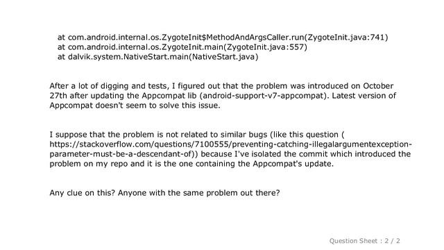 Android : Appcompat "java.lang.IllegalArgumentException: parameter must be a descendant of this vie смотреть онлайн
