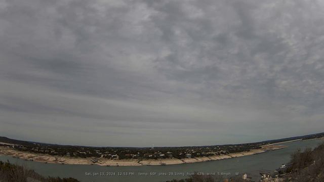 01/13/2024: Lake Travis, Texas (Austin, TX): 4K, 60fps Daily Weather & Boat Traffic Timelapse Video смотреть онлайн