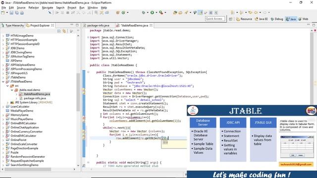 How to display table from Database using JTable Swing GUI ? | Java Coding Exercise | @TechRanch смотреть онлайн